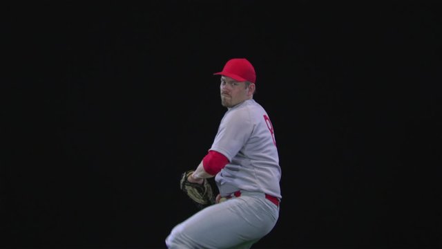 SLO MO, MS, Lockdown, Front View of a baseball pitcher