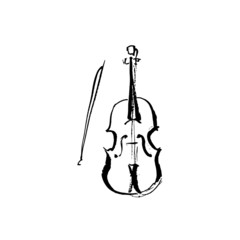Obraz na płótnie Canvas Violin and bow. Ink Illustration