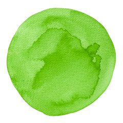 Watercolor illustrated green ink circle stain spot