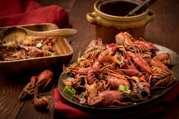 Leftover empty crawfish shells.