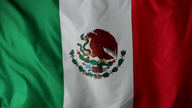 Close-up of a Mexican flag waving