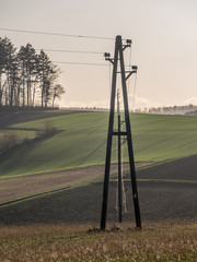 Naklejka premium Masten einer Starkstrom Leitung im Feld