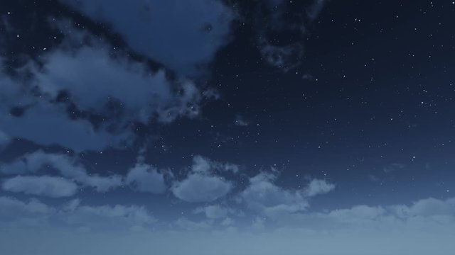 CGI, PAN, LA, WS of the stars and star trails in a cloudy night sky