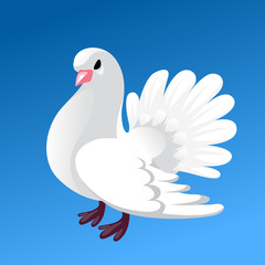 white doves on a blue background, illustration, Business Design Templates. White pigeon isolated. beautiful shiny white dove in a blue sky
