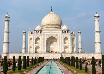 India, Agra - January 7 2020 - The imposing Taj Mahal
