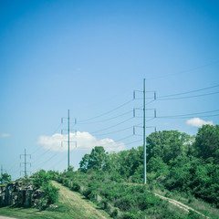 Power Lines and Poles Along the Side of an Interstate in Tennessee