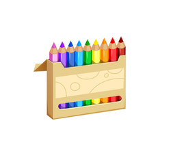 illustration of colored pencils in the open box