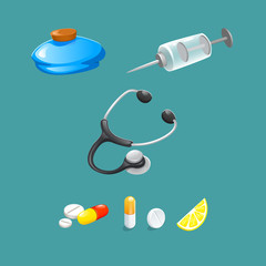 set of isolation medical drugs