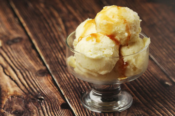 Ice cream scoops in an ice cream bowl	