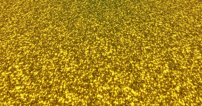 Fototapeta Golden glitter dust background for festival, party, event. Gold glamur texture Loop animation.