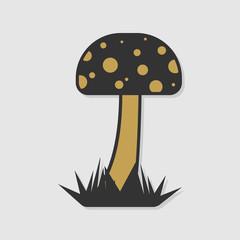 Minimalist dotted mushroom on grass soil icon
