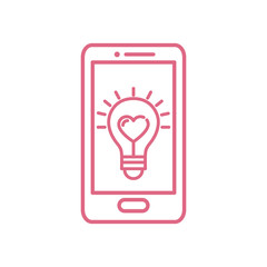 Heart light bulb inside smartphone design of love passion romantic valentines day wedding decoration and marriage theme Vector illustration