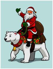 Santa Claus Riding Polar Bear