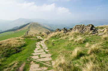 The Great Ridge footpath in Peak District National Park Derbyshire England United Kingdom UK