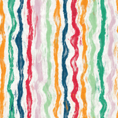 Wavy rainbow painting stripes mottled distressed brushed unique graphic design. Vivid paintbrush textured seamless repeat raster jpg pattern swatch.