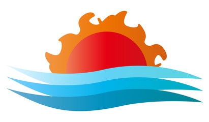 太陽と波