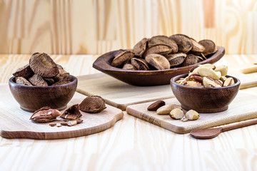 Brazil nuts, stuffed shell, shelled and ready to cook. Brazilian cuisine. Chestnut most consumed by Brazilians.