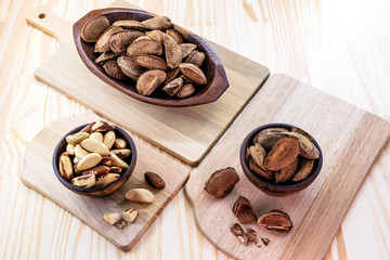 Brazil nuts, stuffed shell, shelled and ready to cook. Brazilian cuisine. Chestnut most consumed by Brazilians.