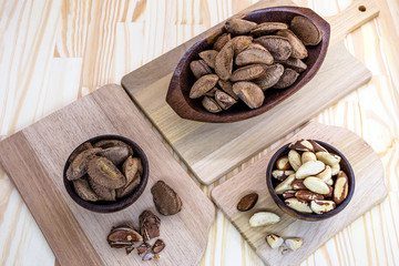 Brazil nuts, stuffed shell, shelled and ready to cook. Brazilian cuisine. Chestnut most consumed by Brazilians.