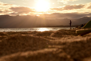 Fototapeta na wymiar Shocking sunset at Lake Nahuel Huapi.