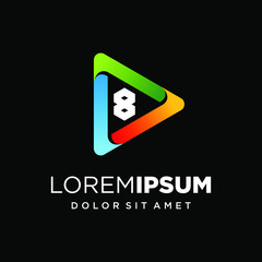 Initial Number 8 with Play Logo Design