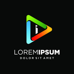 Initial Letter I with Play Logo Design