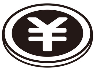 Obraz premium 円マーク硬貨黒立体