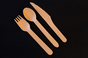 Wood Fork, Spoon, and Knife
