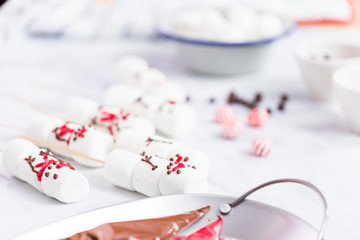Marshmallow snowmen on sticks