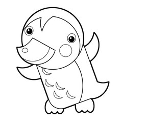 Cartoon animal bird penguin - coloring page - illustration