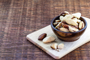Brazil nut, with shell. Culinary ingredient from brazil.