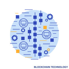 Blockchain technology flat design style vector concept illustration