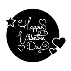 happy valentines day lettering with hearts and stars vector illustration design