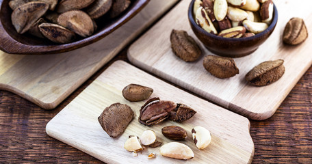 Foods with healthy unsaturated fat. Brazil nut seeds. Brazilian nuts grown in Brazil and Bolivia for export.