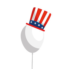 Usa balloon with hat design, United states america independence labor day nation us country and national theme Vector illustration