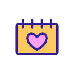 Calendar heart icon vector. Thin line sign. Isolated contour symbol illustration