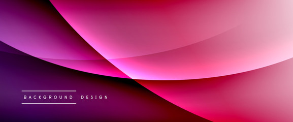 Wave liquid style lines with shadows and light on gradient background. Trendy simple fluid color gradient abstract background with dynamic straight shadow line effect