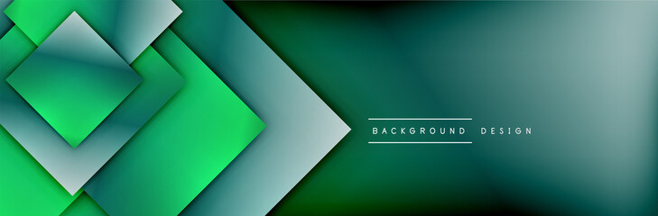 Square shapes composition geometric abstract background. 3D shadow effects and fluid gradients. Modern overlapping forms