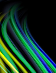 Silk smooth lines on black, liquid fluid color waves. Vector Illustration