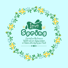 Elegant Decoration of leaf and flower frame, for Love spring greeting card template design. Vector