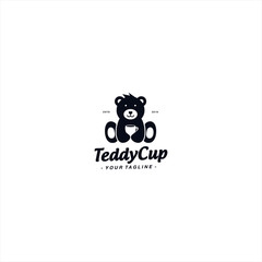 Teddy Bear with Cup logo design template