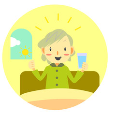 シニア女性　朝　スッキリ