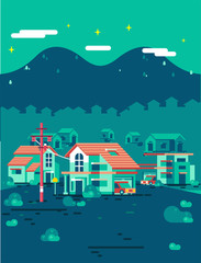 housing complex in night time illustration vector