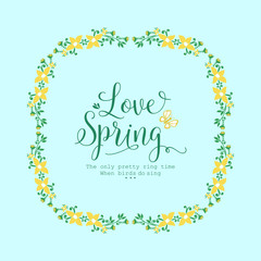 Simple Decor of leaf and floral frame, for elegant love spring card design. Vector