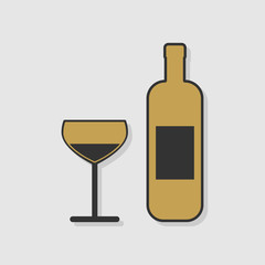 Minimalist bottle and glass icon for culinary and food apps