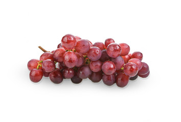 Bunch of fresh red grapes isolated on white background