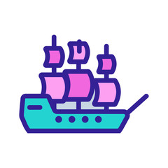Ship pirate icon vector. Thin line sign. Isolated contour symbol illustration