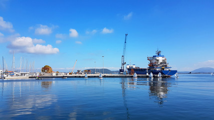 Fototapeta premium preveza city port greece in winter sunny day