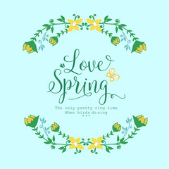 Fototapeta na wymiar The love spring greeting card concept, with beautiful of leaf and wreath frame. Vector