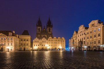 Fototapeta na wymiar Empty Old Town Square in Prague at Night